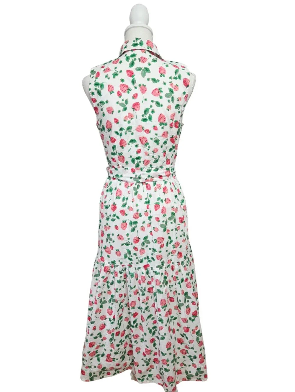 J.Crew Strawberry Print Collared Midi Dress Size 2 NWT